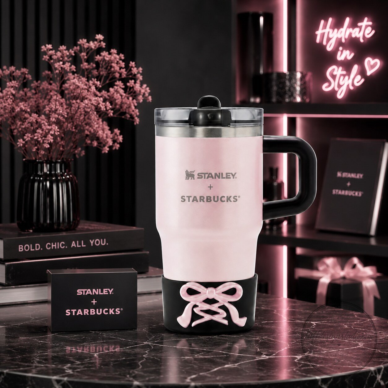 "Top Trendy Starbucks and Toy Story Accessories You Need Now" 2 Stanley Starbucks Pink Power Bow Boot Tumbler